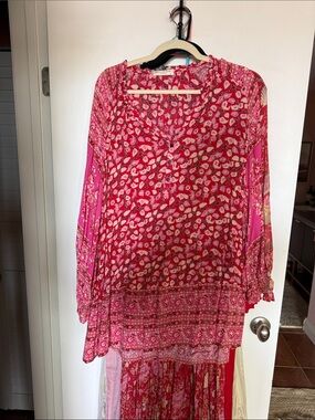 Spell Pink Floral V-Neck Boho Tunic